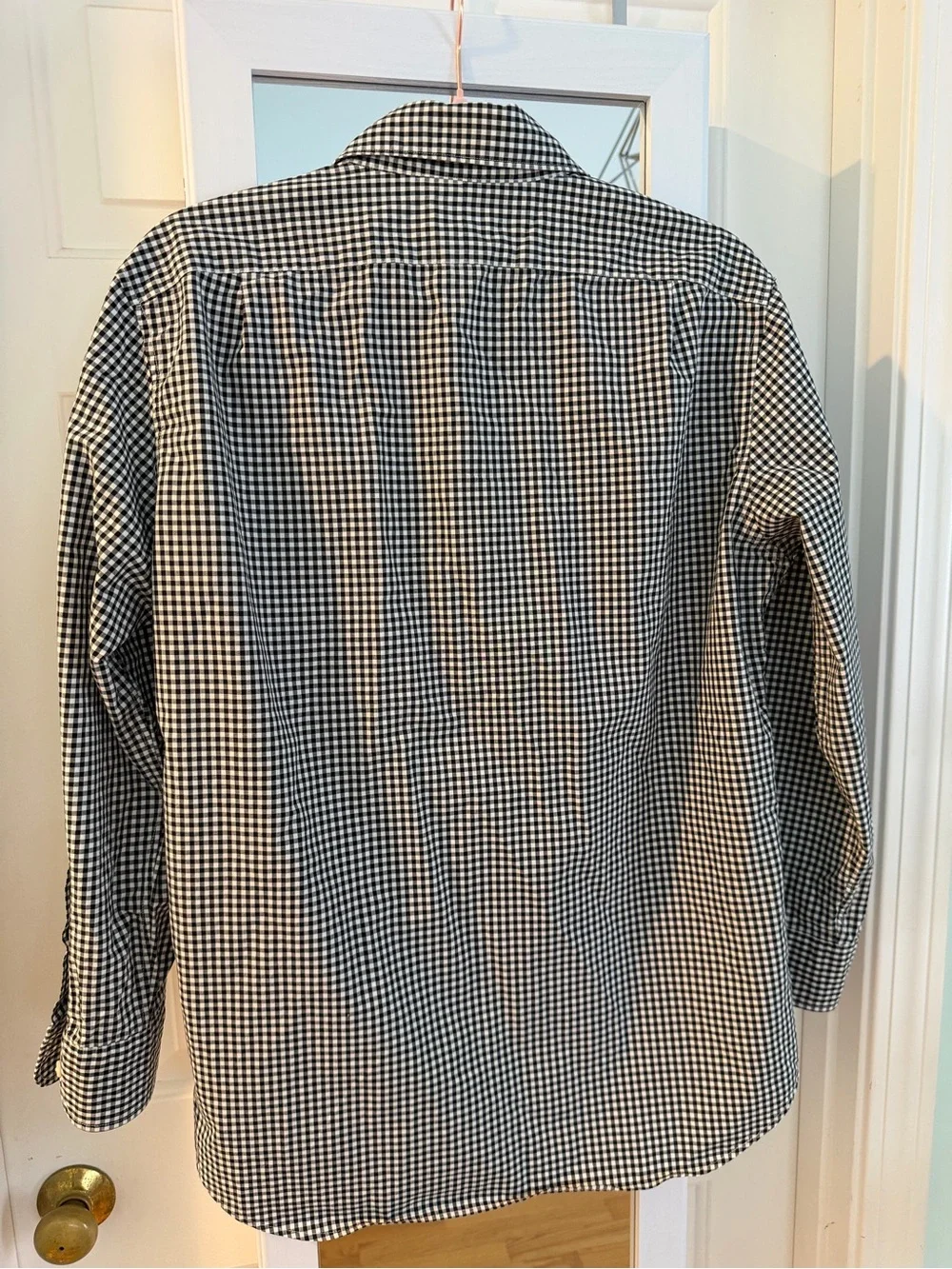J. Crew Men's Black & White Gingham Long-Sleeve Button-Down Shirt